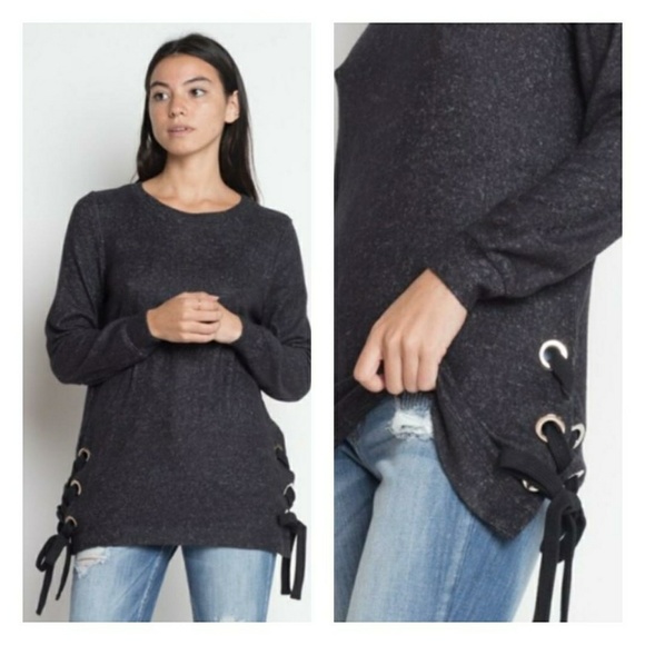 Tops - 🎉 ❤CHARCOAL knit top with side ties